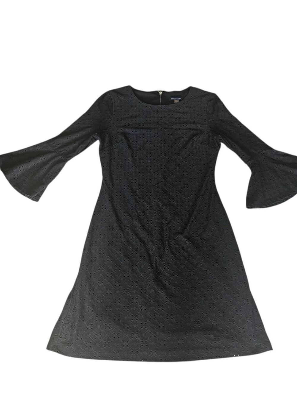 Tommy Hilfiger Black Eyelet Bell Sleeve Dress 4